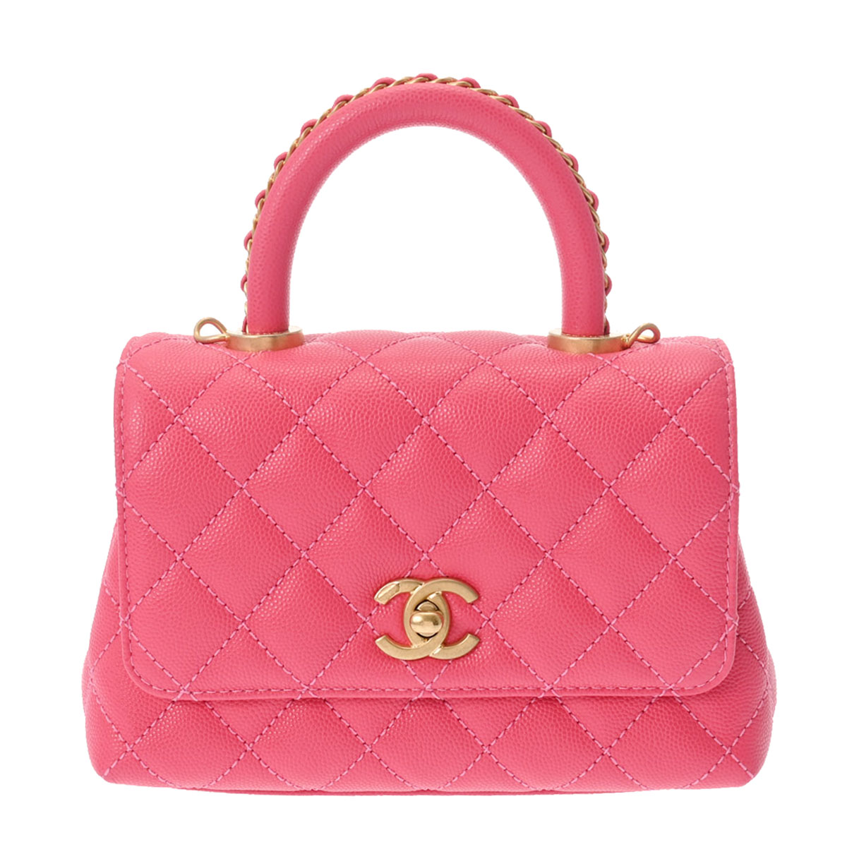 シャネル マトラッセ トップハンドル XXS 2WAY ピンク AS2215 グレインドカーフ レディース バッグ 【bag】