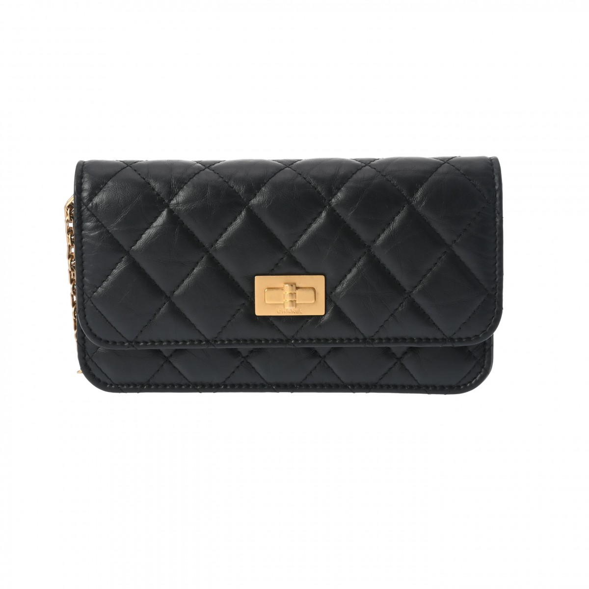 シャネル 2.55 マトラッセ フラップフォンケース 2.55 黒 レザー レディース バッグ 【bag】
