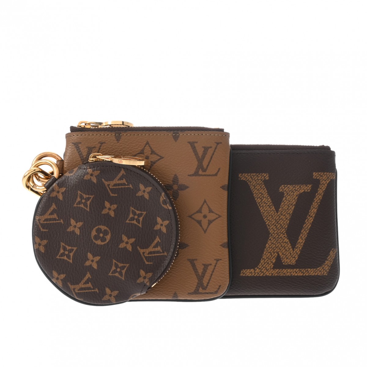 ルイヴィトン モノグラムリバース ポシェットトリオ ブラウン/キャメル系 モノグラムキャンバス レディース 【bag】
