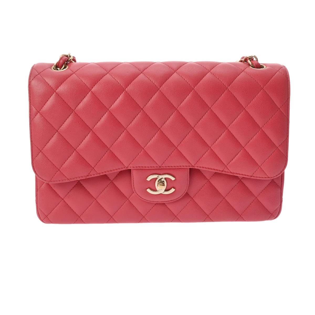 シャネル マトラッセ チェーンショルダー Wフラップ 30cm ピンク A58600 キャビアスキン レディース バッグ 【bag】