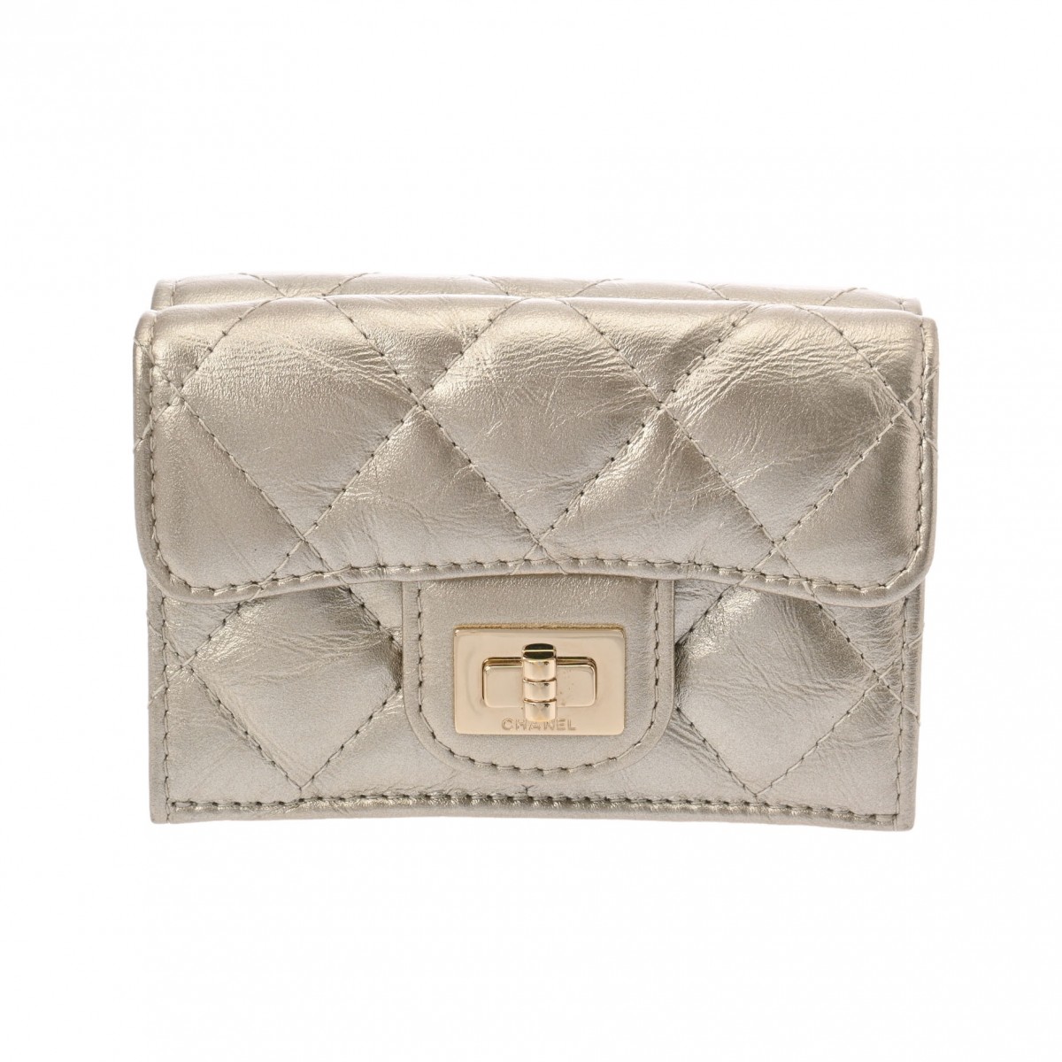 シャネル 2.55 マトラッセ コンパクトウォレット シルバー A70325 カーフ レディース 財布 【purse】