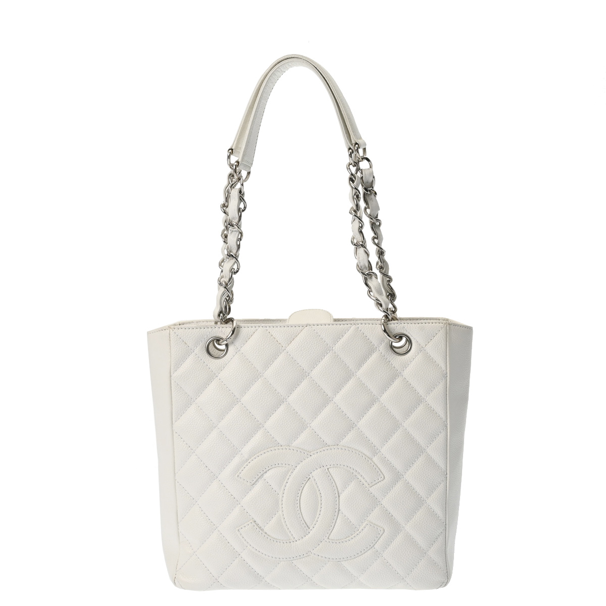 シャネル PST プチショッピングトート ホワイト キャビアスキン レディース バッグ 【bag】