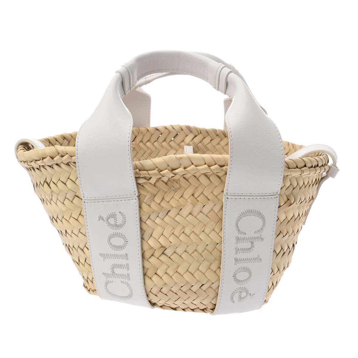 クロエ クロエ センス スモールバスケット ホワイト ラフィア/レザー レディース バッグ 【bag】