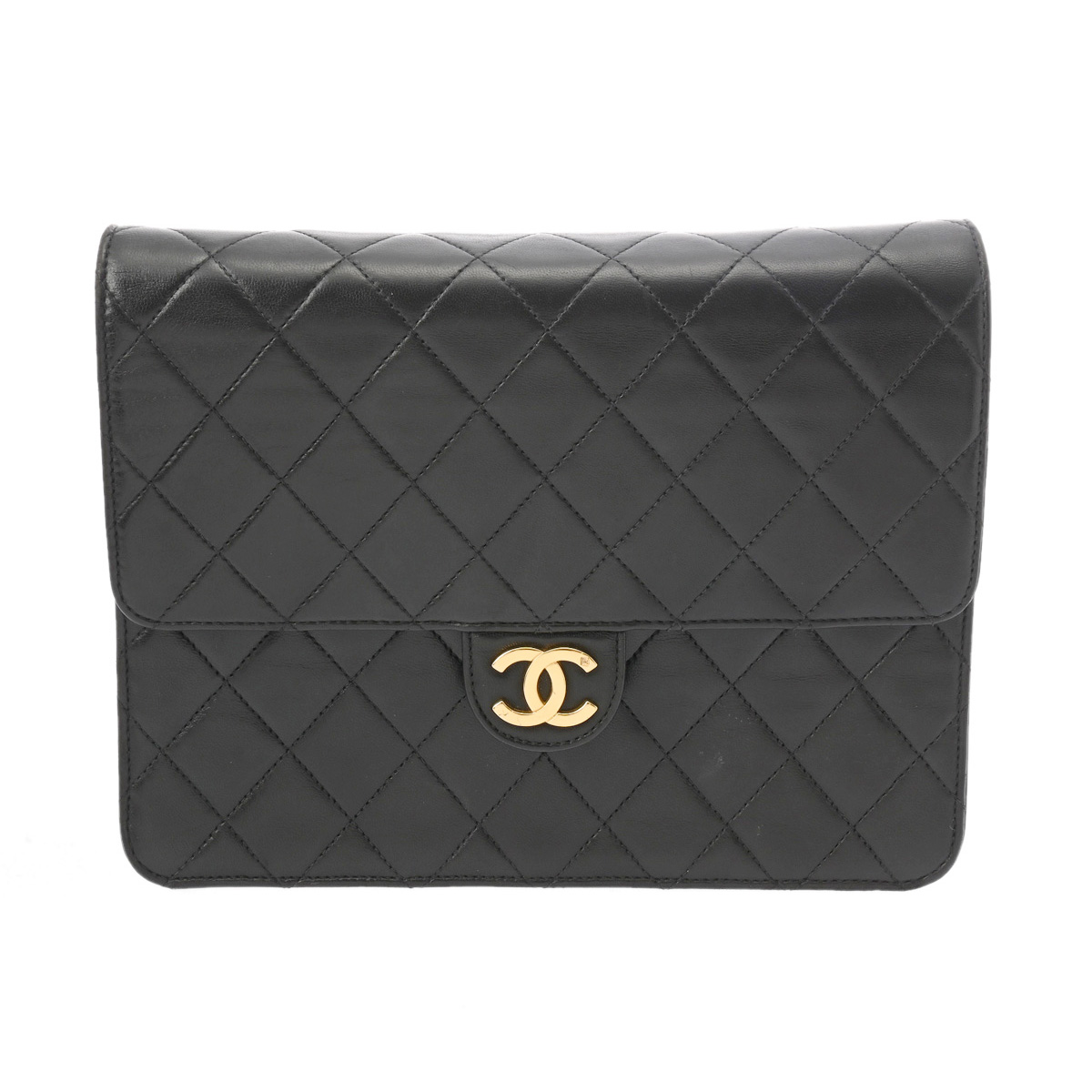 シャネル マトラッセ プッシュロック チェーンショルダー ブラック ラムスキン レディース バッグ 【bag】