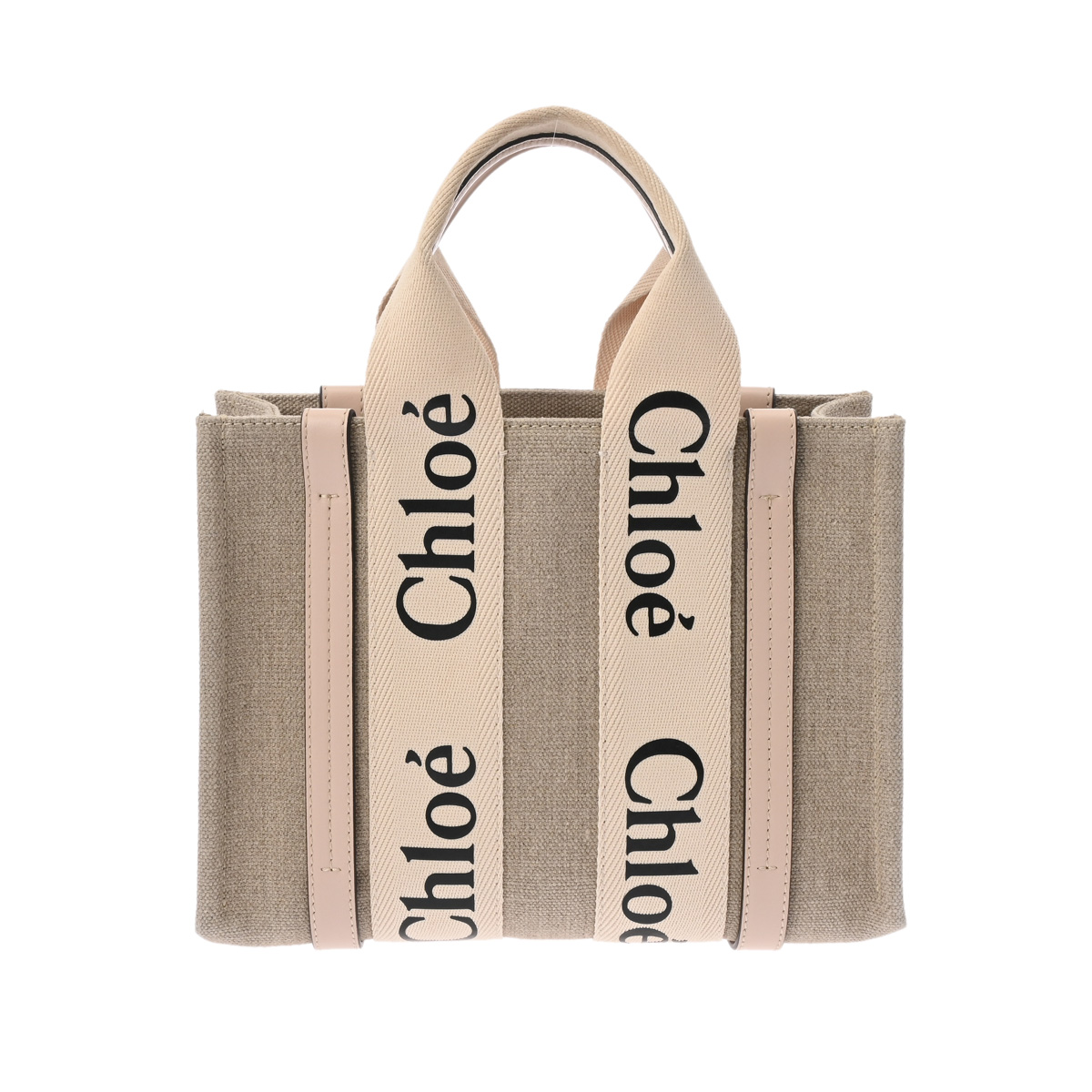 クロエ ウッディ スモール 2WAY セメント/ピンク CHC22AS397I266J リネン/カーフ レディース バッグ 【中古】【bag】