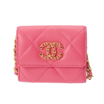 シャネル シャネル19 フラップコインパース ピンク AP1787 ラムスキン レディース 財布 【purse】
