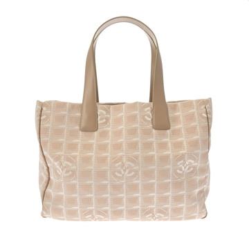 シャネル ニュートラベルライン トート MM ベージュ ナイロン レディース バッグ 【bag】