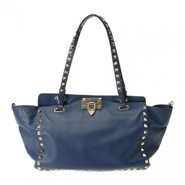 ヴァレンティノ 2way トートバッグ ロックスタッズ ブルー レザー レディース バッグ 【bag】