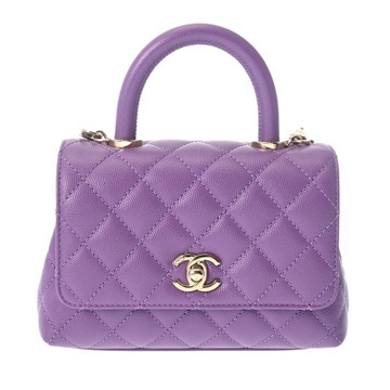 シャネル マトラッセ トップハンドル XXS 2WAY チェーンショルダー パープル AS2215 キャビアスキン レディース バッグ 【bag】