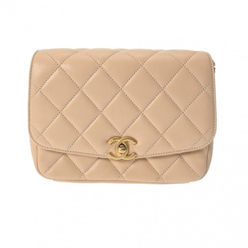 シャネル マトラッセ チェーンショルダー 20cm ベージュ ラムスキン レディース バッグ 【bag】