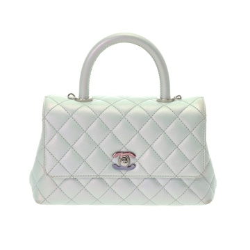 シャネル マトラッセ トップハンドル XS メタリックブルー A92990 キャビアスキン レディース バッグ 【bag】