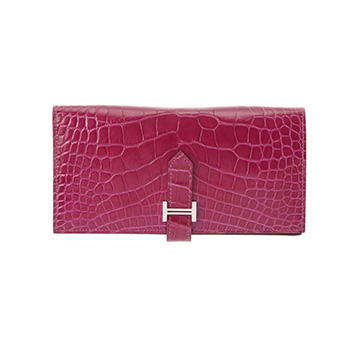 エルメス ベアン スフレ ローズパープル アリゲーターリセ レディース 財布 【purse】