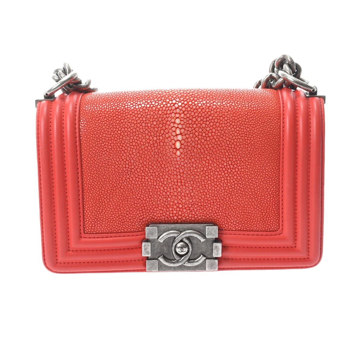 シャネル ボーイシャネル スモール チェーンショルダー レッド A67085 ガルーシャ/カーフスキン レディース バッグ 【bag】