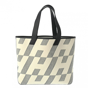 エルメス H アン ビエ GM エクリュ/ブラック トワルアッシュ/ヴォースイフト レディース バッグ 【bag】