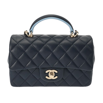 シャネル マトラッセ トップハンドル 20cm 紺/水色 AS2431 ラムスキン レディース バッグ 【bag】