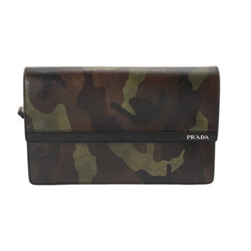 プラダ クラッチバッグ カモフラ柄 VR097P サフィアーノレザー ユニセックス バッグ 【bag】