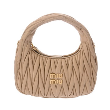 ミュウミュウ ワンダーマテラッセ レザーホーボーバッグ ベージュ 5BC125 マテラッセレザー レディース バッグ 【bag】