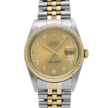 ロレックス デイトジャスト 10Pダイヤ 16233G シャンパン/ダイヤモンド メンズ 時計 【wristwatch】