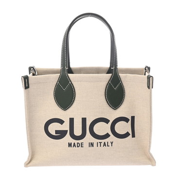 グッチ GUCCIプリント スモールトートバッグ  ベージュ 772144 キャンバス/レザー レディース バッグ 【bag】