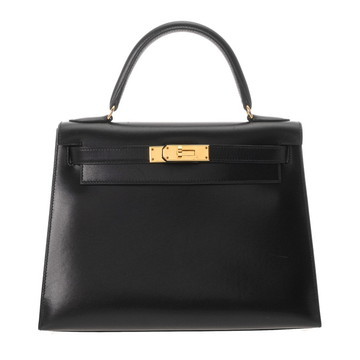 エルメス ケリー 28 外縫い 2WAY ブラック ボックスカーフ レディース バッグ 【bag】