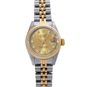 ロレックス デイトジャスト 10Pダイヤ 69173G シャンパン/ダイヤモンド レディース 時計 【wristwatch】