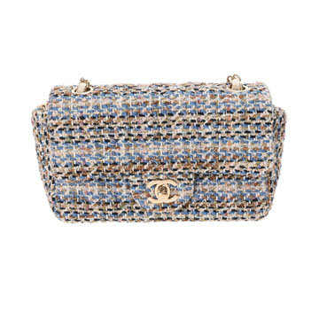 シャネル マトラッセ ミニクラシック 20cm ブルー系マルチカラー A69900 ツイード レディース バッグ 【bag】
