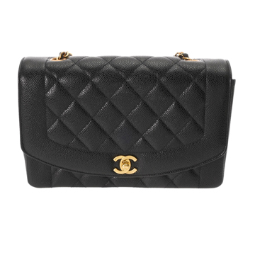 シャネル マトラッセ ダイアナ 25cm チェーンショルダー ブラック A01165 キャビアスキン レディース バッグ 【bag】