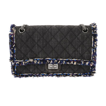 シャネル マトラッセ Wフラップ フリンジ ブラック デニム レディース バッグ 【bag】