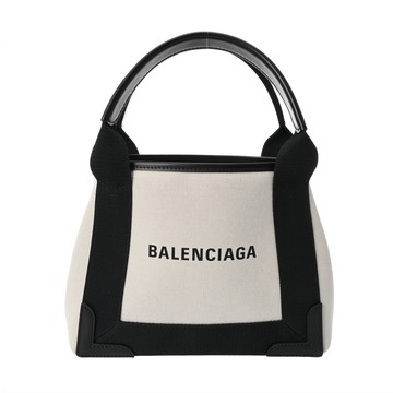 バレンシアガ ネイビーカバス XS 2WAY ホワイト/ブラック 390346 キャンバス/レザー レディース バッグ 【bag】