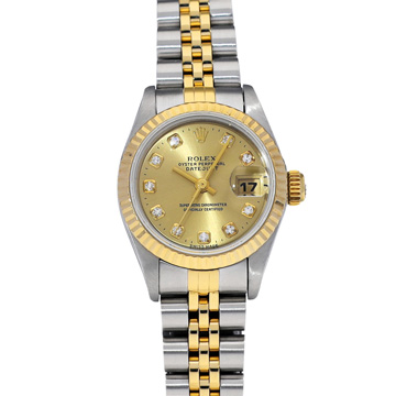 ロレックス デイトジャスト 10Pダイヤ 69173G シャンパンコンピュータ/ダイヤモンド レディース 時計 【wristwatch】