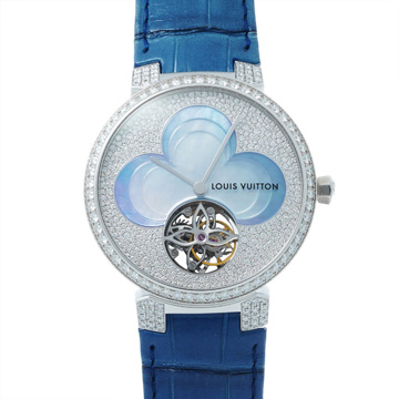 ルイヴィトン タンブールスリム トゥールビヨン Q1HB00 ダイヤモンド/ブルーシェル メンズ 時計 【wristwatch】
