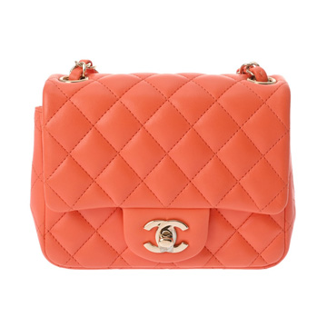 シャネル マトラッセ ミニチェーンショルダー 17cm オレンジ A35200 ラムスキン レディース バッグ 【bag】