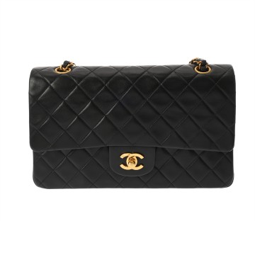 シャネル チェーンショルダー 25cm Wフラップ ブラック A01112 ラムスキン レディース バッグ 【bag】
