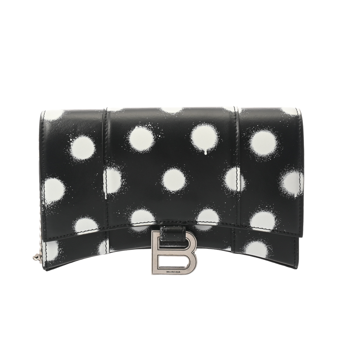 バレンシアガ アワーグラス チェーンウォレット ブラック/ホワイト 656050 レザー レディース バッグ 【bag】
