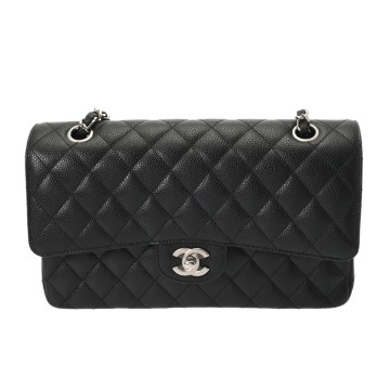 シャネル マトラッセ Wフラップ Wチェーンショルダー 25 ブラック A01112 キャビアスキン レディース バッグ 【bag】