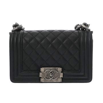 シャネル ボーイシャネル チェーンショルダー 20cm ブラック A67085 キャビアスキン レディース バッグ 【bag】