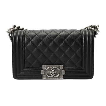 シャネル ボーイシャネル チェーンショルダー 20cm ブラック A67085 キャビアスキン レディース バッグ 【bag】