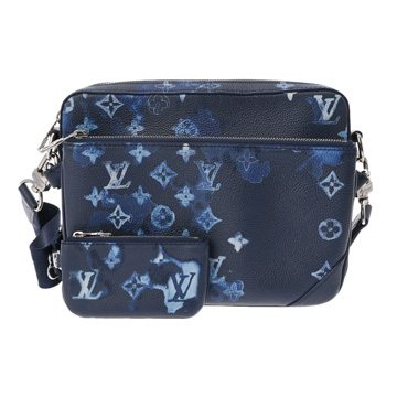 ルイヴィトン モノグラムウォーターカラー トリオメッセンジャー ブルー M57840 トリヨンレザー メンズ バッグ 【bag】