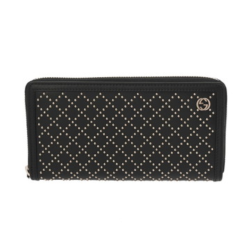 グッチ ラウンドファスナー ディアマンテ スタッズ ブラック 449391 レザー メンズ 財布 【purse】