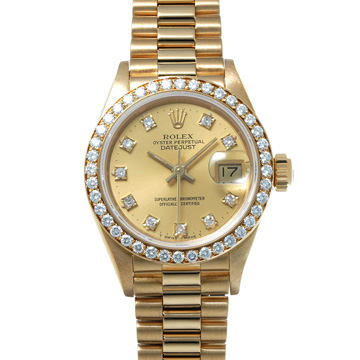 ロレックス デイトジャスト ベゼルダイヤ 69138G シャンパン/ダイヤモンド レディース 時計 【wristwatch】