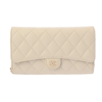 シャネル マトラッセ チェーンウォレット  ホワイト キャビアスキン レディース バッグ 【bag】