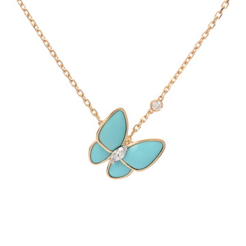 ヴァンクリーフ＆アーペル ドゥパピヨン ターコイズ ダイヤ ペンダント K18イエローゴールド YG レディース ジュエリー 【jewelry】
