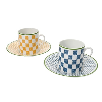 エルメス コーヒーカップ＆ソーサー 2セット WALKIN IN THE GARDEN マルチカラー 磁器 ユニセックス 【other】