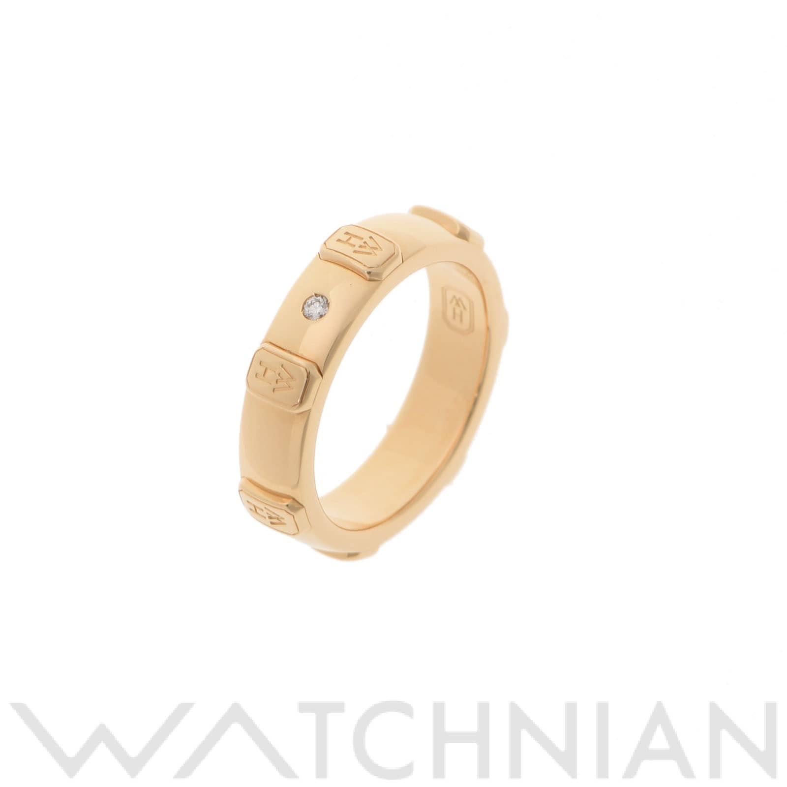 ハリー ウィンストン HWロゴバンド 1Pダイヤ #7 K18YG レディース ジュエリー 【中古】【jewelry】