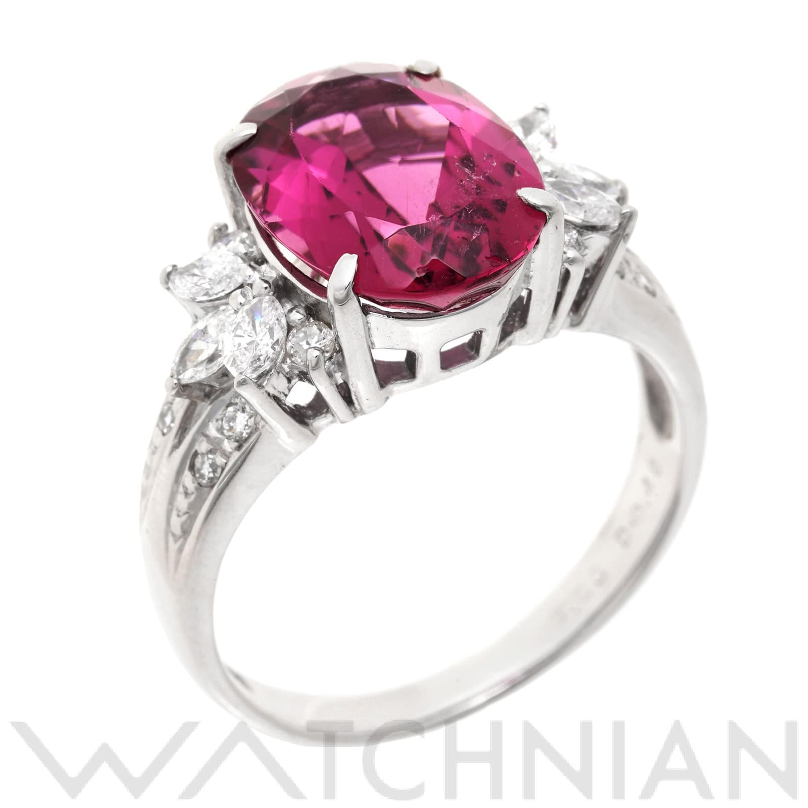 ノーブランド ピンクトルマリン リング　約14号 Pt900プラチナ/トルマリン/ダイヤモンド レディース ジュエリー 【中古】【jewelry】
