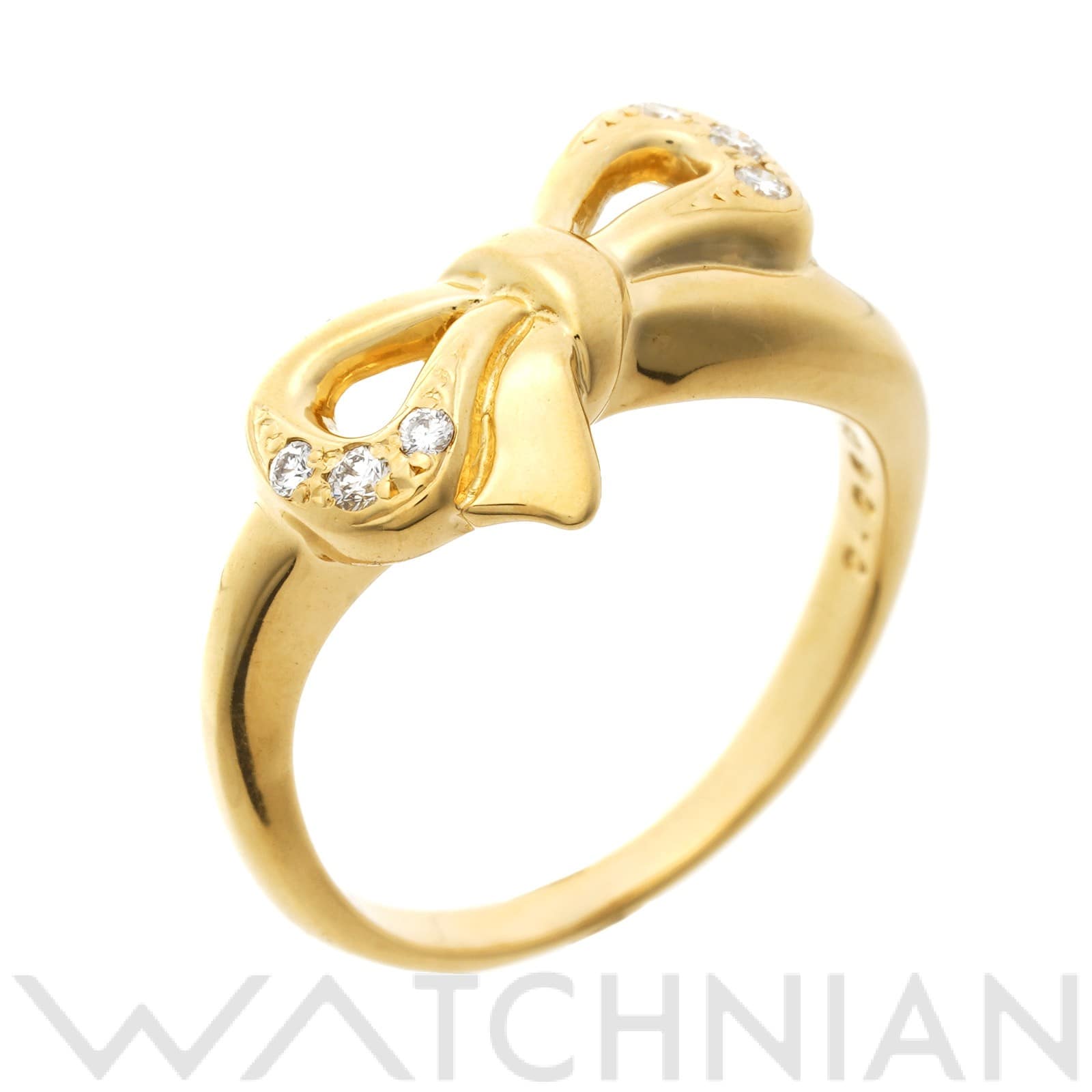 ミキモト リボン リング　約8号 K18イエローゴールド YG/ダイヤモンド レディース ジュエリー 【中古】【jewelry】