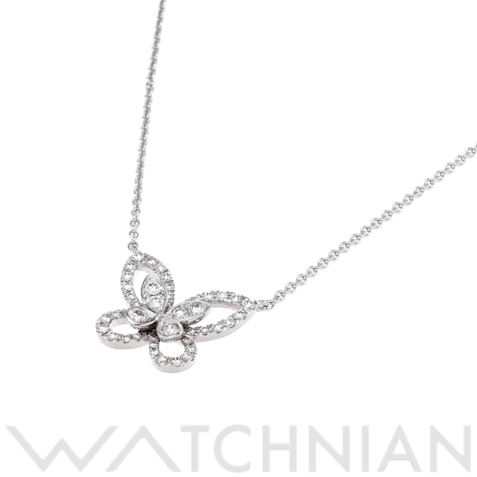 グラフ バタフライ シルエット ダイヤモンド ミニ ペンダント ネックレス K18ホワイトゴールド WG/ダイヤモンド レディース ジュエリー 【中古】【jewelry】