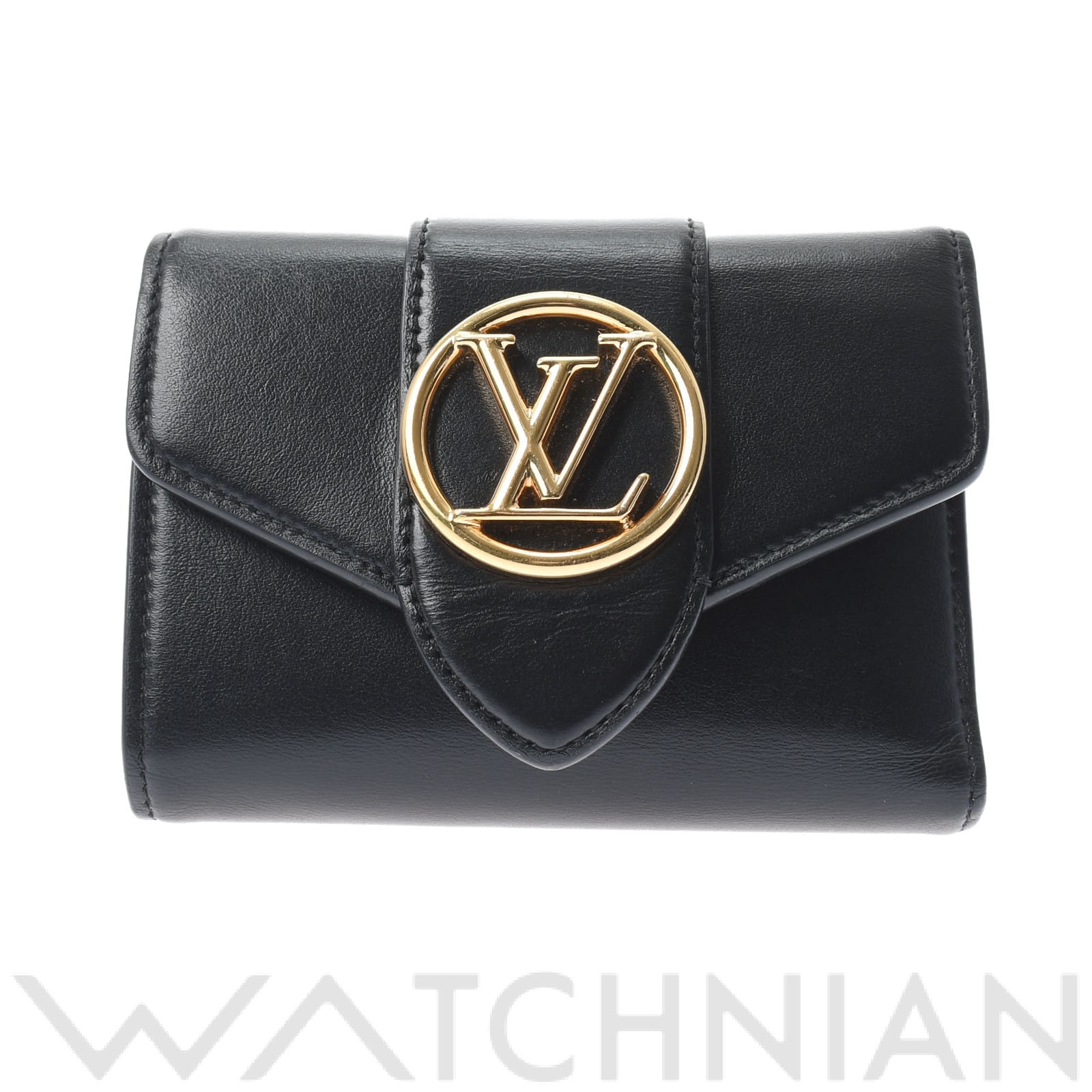 ルイ ヴィトン ポルトフォイユ・LVポンヌコンパクト ブラック M69175 カーフ レディース 財布 【中古】【purse】
