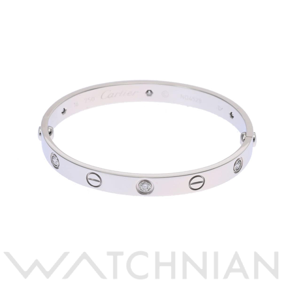 カルティエ ラブブレスレット ハーフダイヤ #16 シルバー K18ホワイトゴールド WG レディース ジュエリー 【中古】【jewelry】