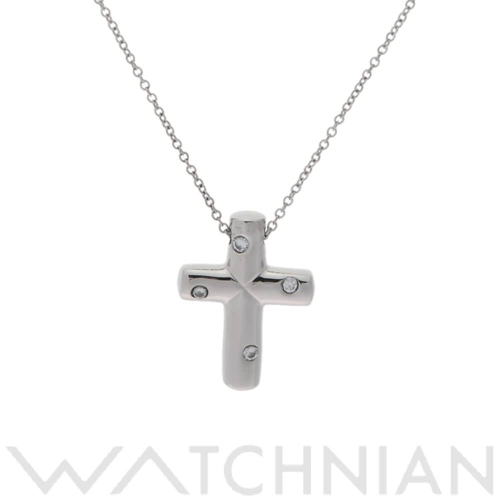 ティファニー ドッツクロス ネックレス 4Pダイヤ シルバー Pt950プラチナ レディース ジュエリー 【中古】【jewelry】